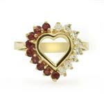 Diamond Ruby Heart Ring in 14kt Gold