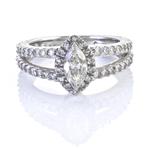  Marquise Center Stone Diamond Engagement Ring in 14kt White Gold