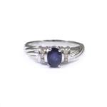 Blue Sapphire Accent Diamond Ring in 14kt White Gold