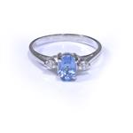 Blue Topaz Accent Diamond Ring in 14kt White Gold